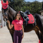Lifestyle photo LeMieux saddle pad Loire Satin Watermelon