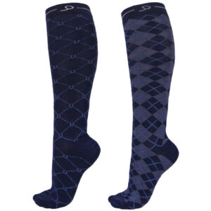 Chaussettes d'équitation QHP Classic Marine 2 paires