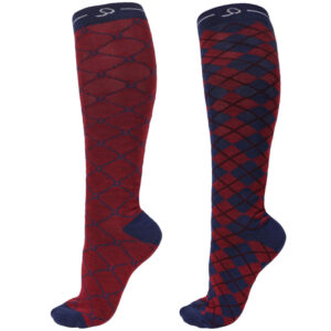 Horse riding socks QHP Classic Wine Red 2 pairs