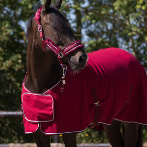 QHP deken Fleece Ornament Bordeaux vooraanzicht