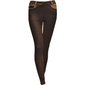 QHP Culotte d'équitation Claire Assise Cuir Artificiel Marron