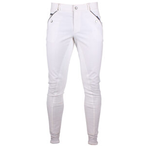 QHP Rijbroek Jack Kunstlederen Zitvlak Heren Wit