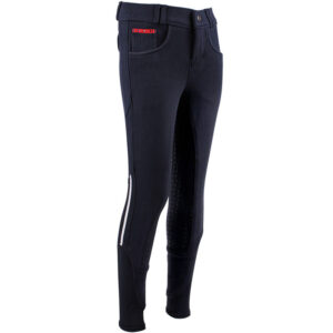 QHP Rijbroek Coco Siliconen Zitvlak Kids Navy/Wit/Rood
