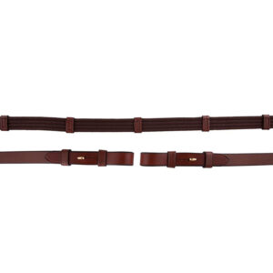 Rêne en lin BR boucle ronde, fermeture aveugle, 19 mm tabac/or